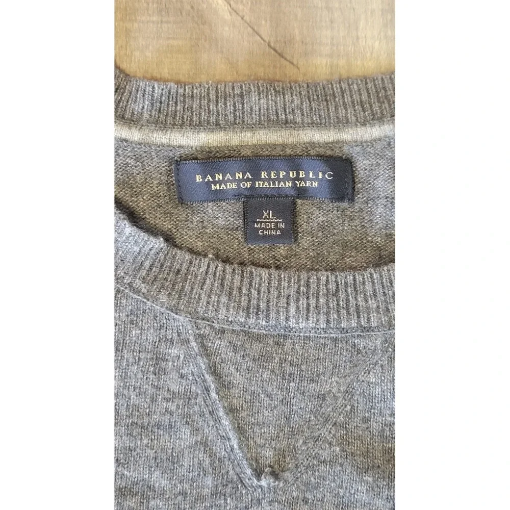 Banana Republic Men's XL Wool Cashmere Blend Crewneck‎ Gray Pullover Sweater EUC